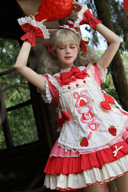 Cream Rose Berry Over Skirt Dress