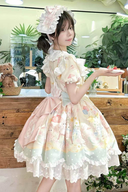 Pastel Angel Doll Lolita Dress + Headband + Ribbon