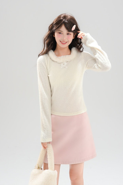 スイートリボンファーニットトップス