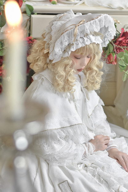 ゴシックドールレースジャンパースカート+ベイビーキャップ+ヘアバンド+ショール