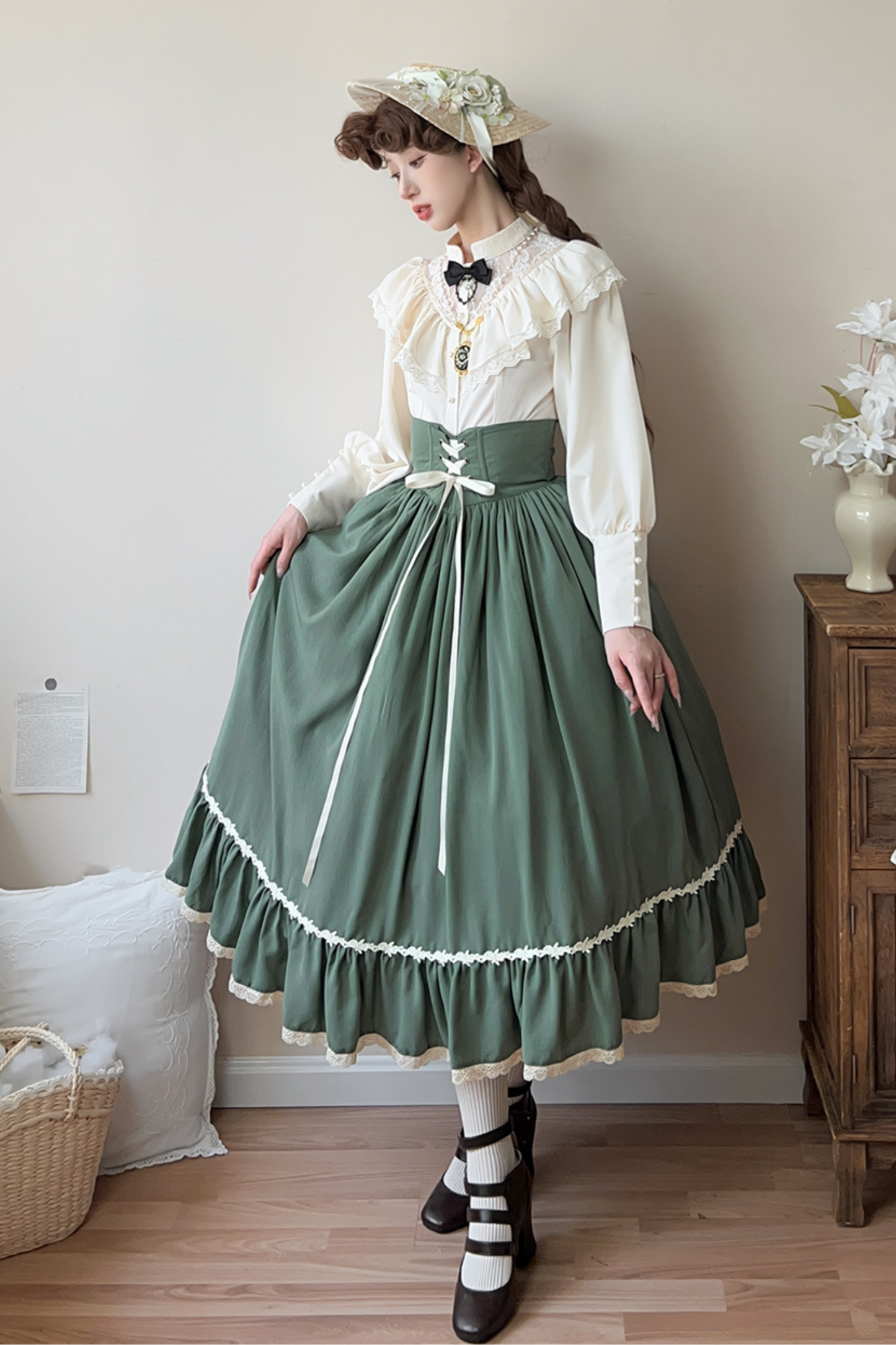 Ketch Wild Rose Stand Collar Lolita Blouse