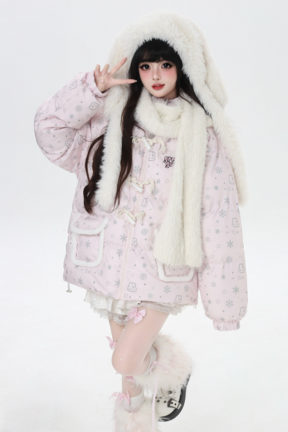 スノーフレークラビットフードジャケット