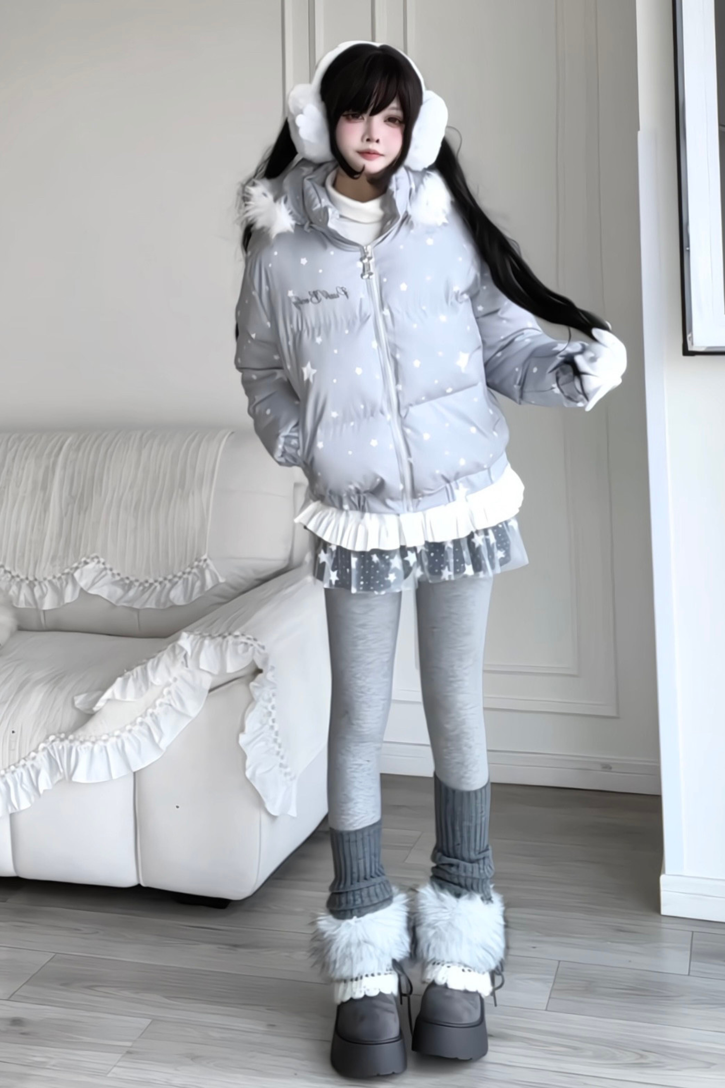 Y2K Fur Hooded Down Jacket