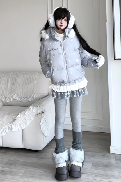 Y2K Fur Hooded Down Jacket