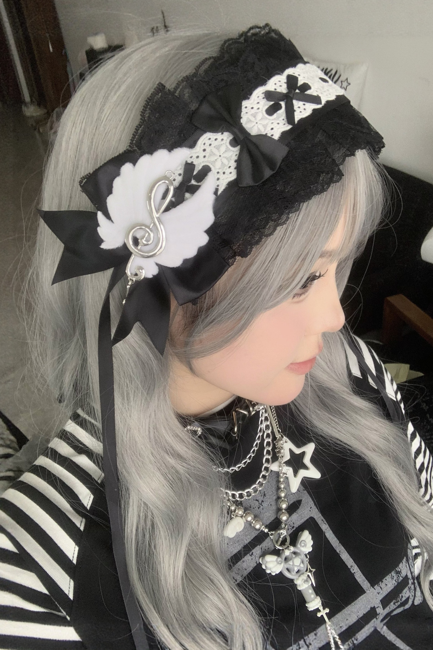 ゴシックレースリボンヘッドバンド