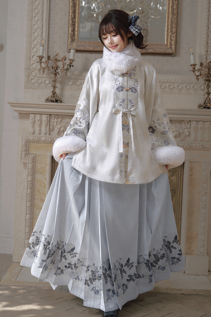 China Snow Fleece Jacket + Fur Shawl + Skirt