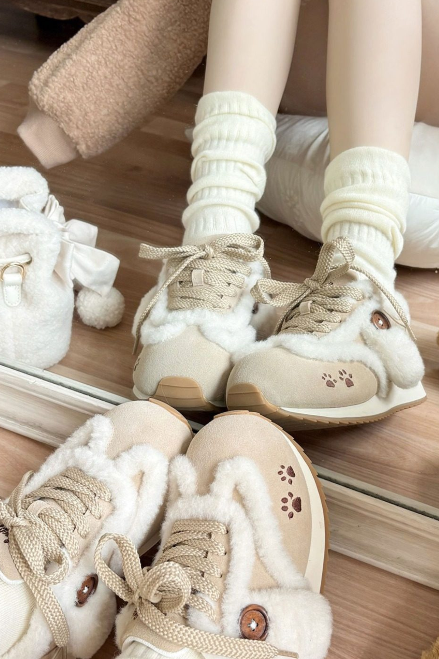Sheep Puff Plush Running Shoes