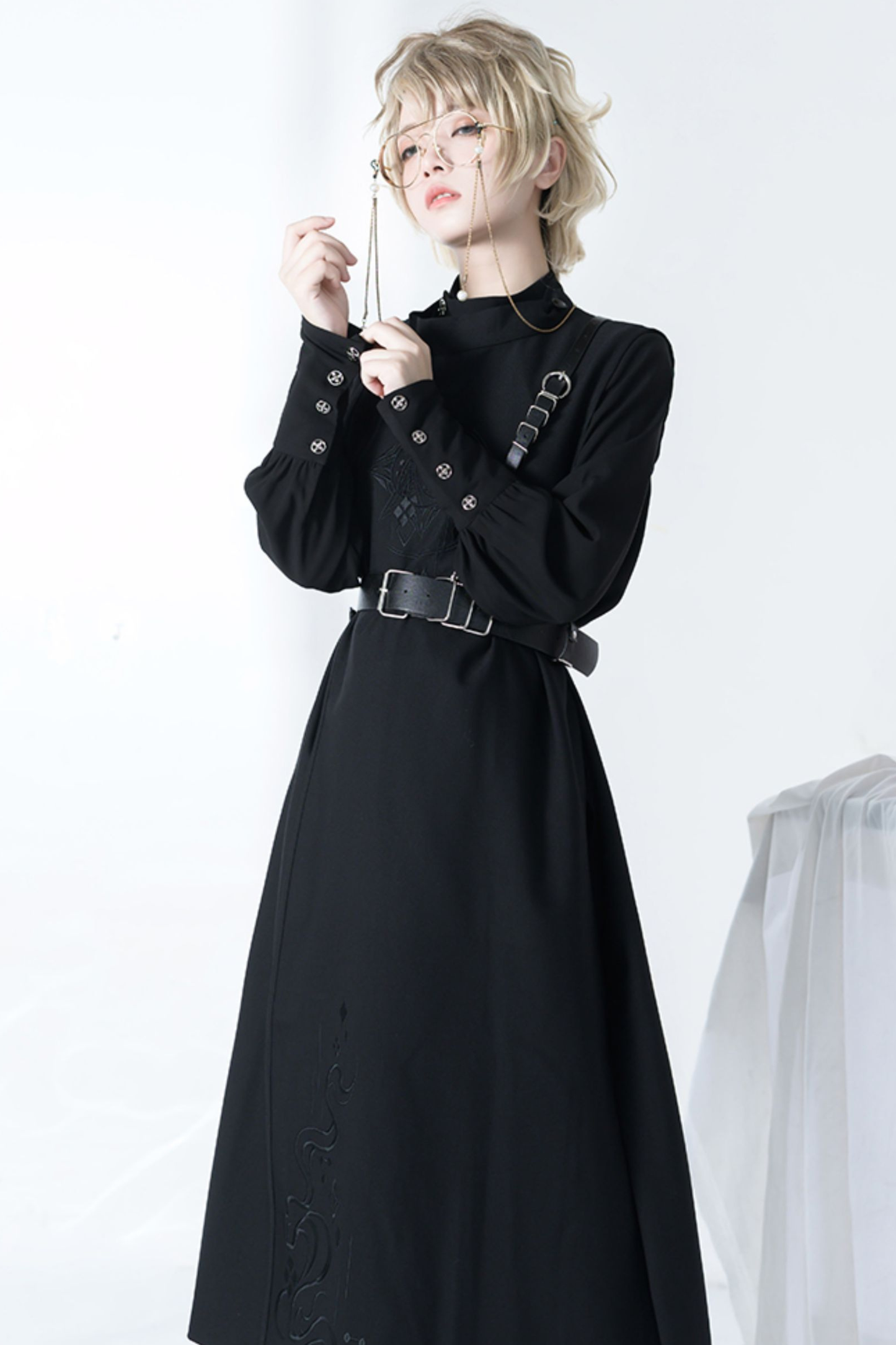 レトロモードスタンドカラーブラウス