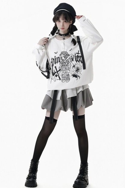 ダークグラフィティスウェット+スカート