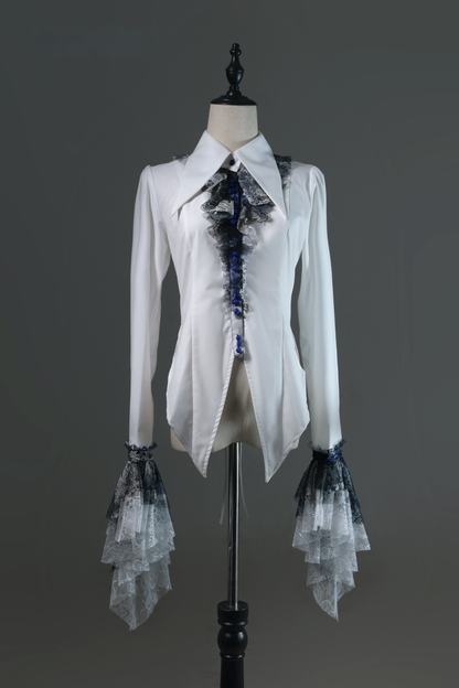 【12月10日予約締切】Bloodstainedピュアホワイトレースポインテッドカラーシャツ