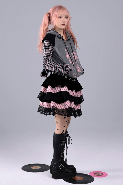 ラビットイヤーフードパンクパーカー