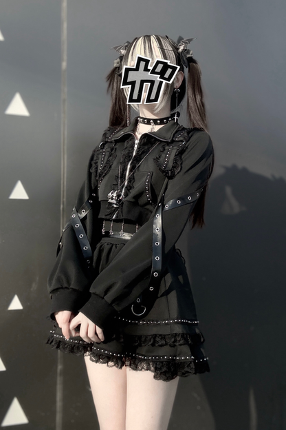 ダークサブカルスポーティジャケット+スカート