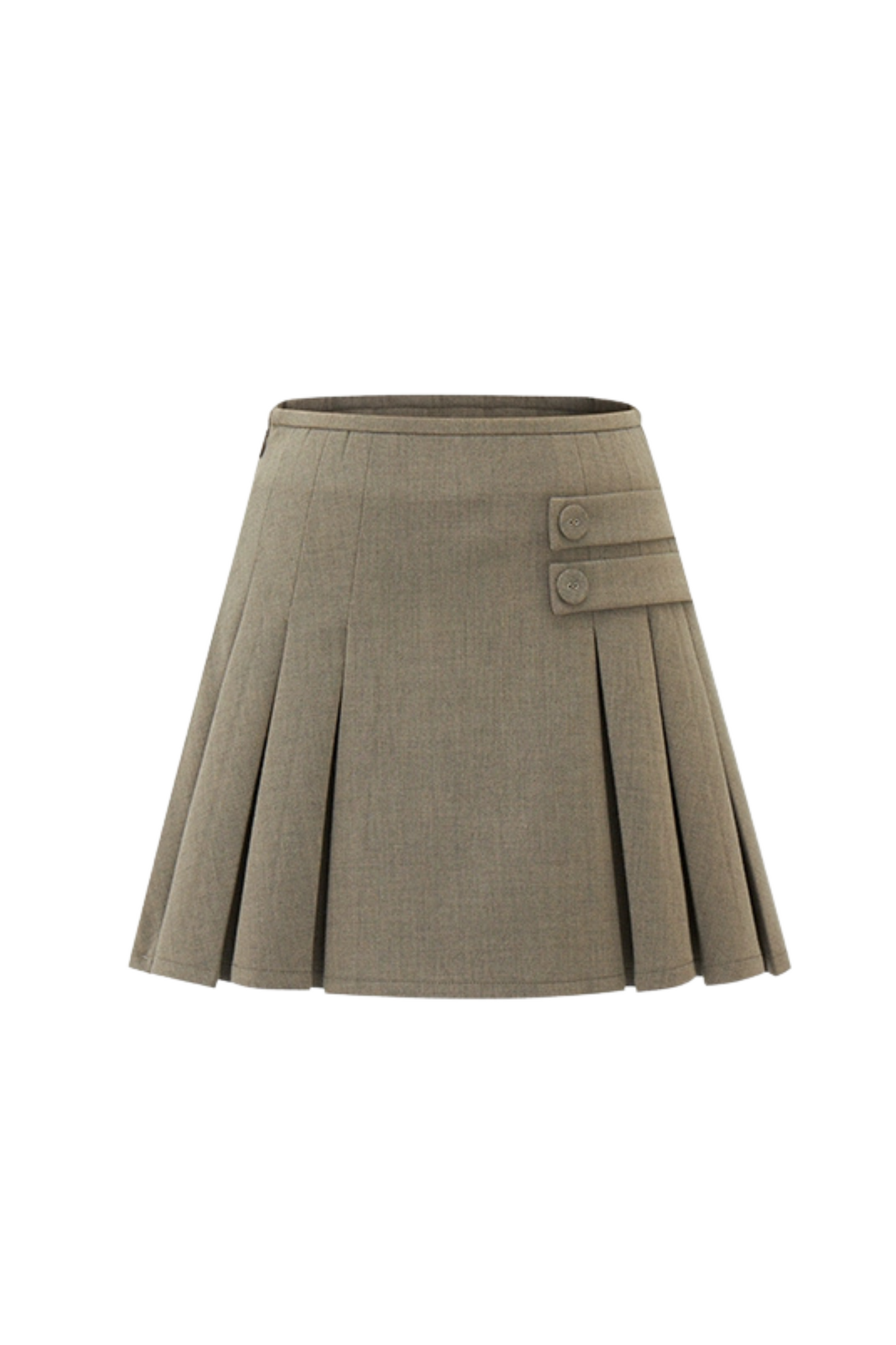 Wool High Waist Slim Double Pleated Skirt