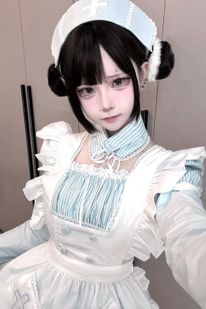 Angel Aqua Maid Apron Dress + Nurse Hat