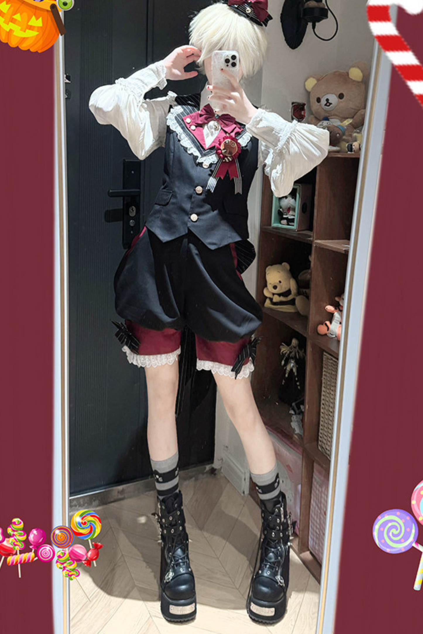 [Pre-order Deadline: April 25] Castle Prince Candy Lolita Vest + Shirt + Pants + Ribbon + Hat