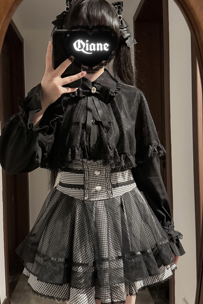 レースケープツーピーススカート+レースシャツ