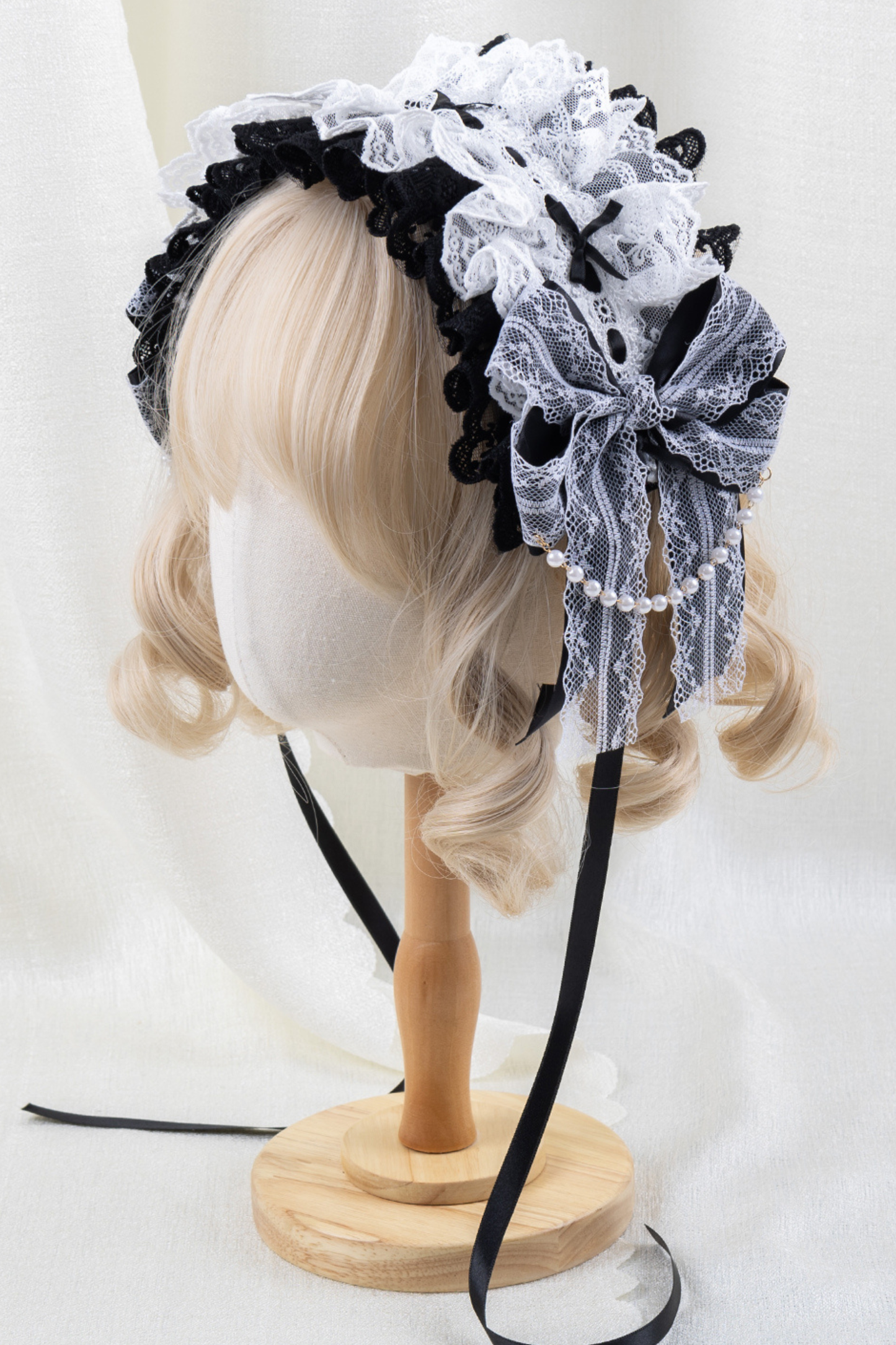 エレガントロリータボンネット+ヘアバンド+リボンクリップ+ハットクリップ+スリーブ