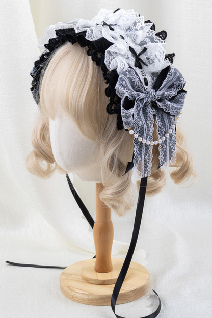 エレガントロリータボンネット+ヘアバンド+リボンクリップ+ハットクリップ+スリーブ
