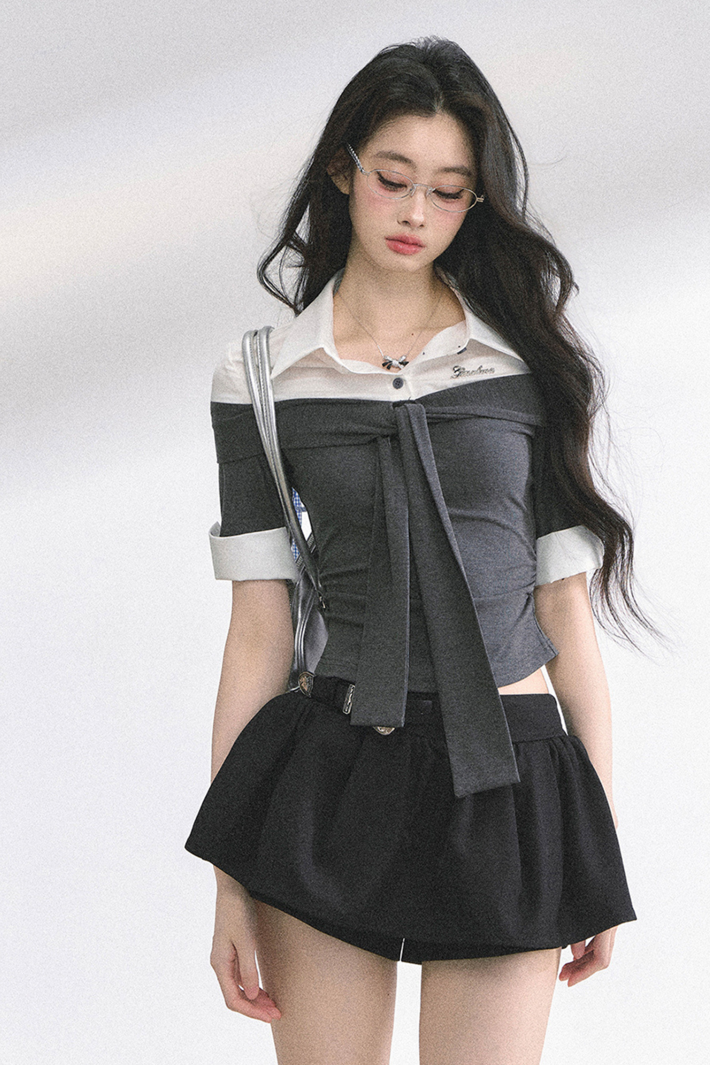 フレンチレディーウエストスリミングショートトップス