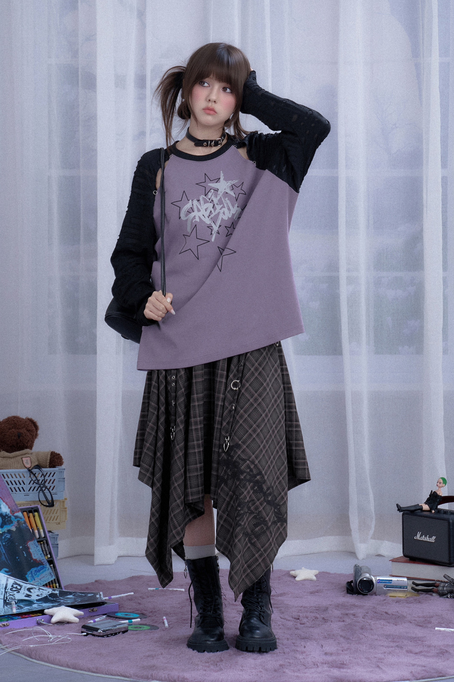 Night Star Raglan Sleeve Loose Top