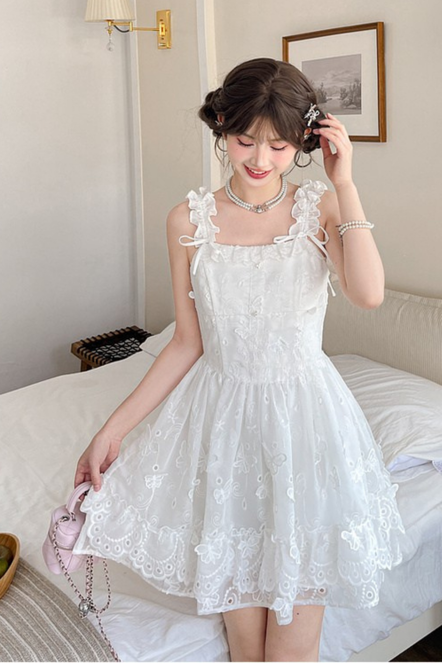 Sweet Style Pure White Girl Puffy Dress