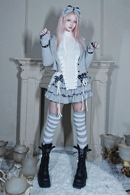 Dark big ribbon catsuit