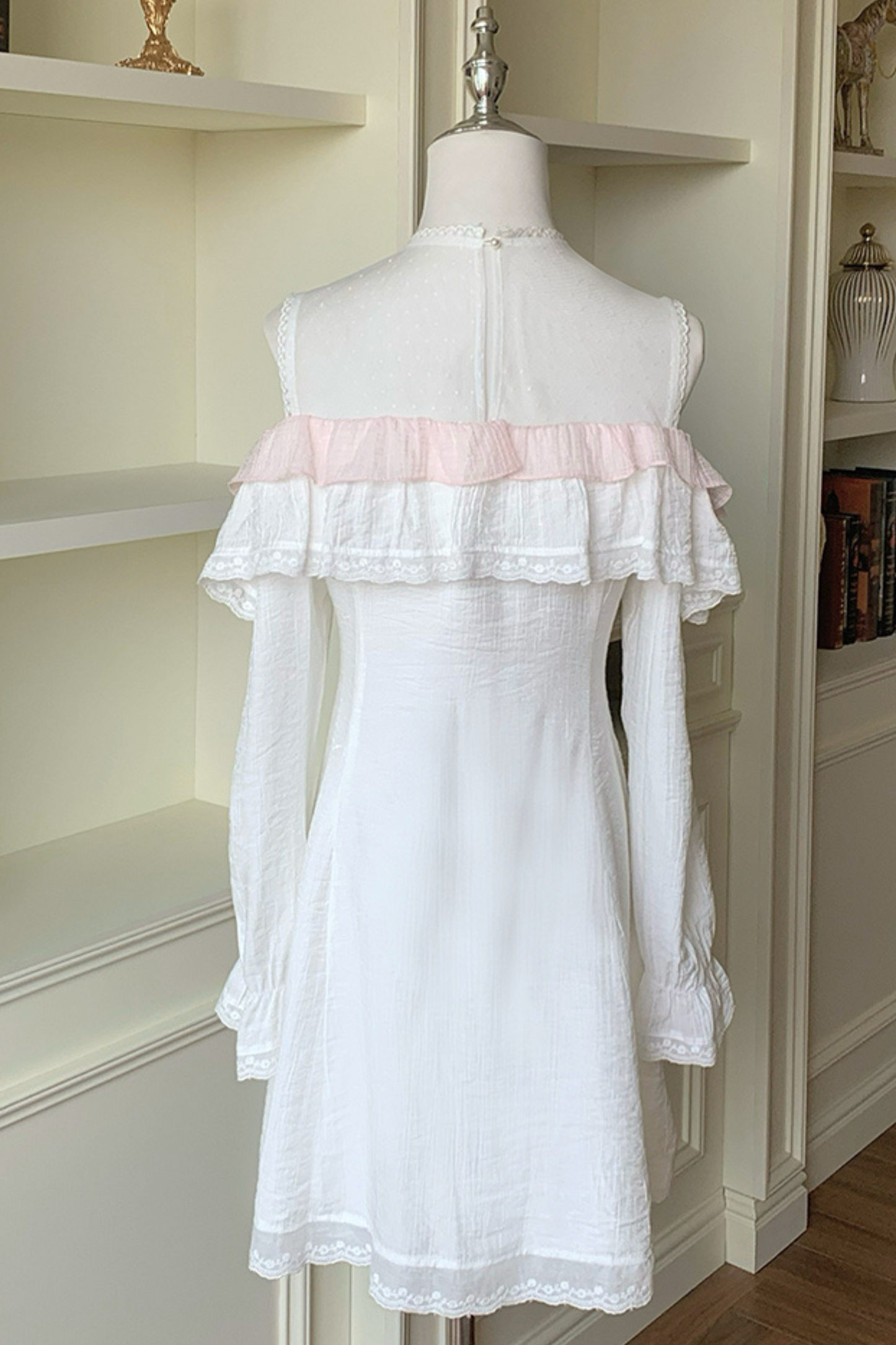 Girly sweet lace one shoulder dress