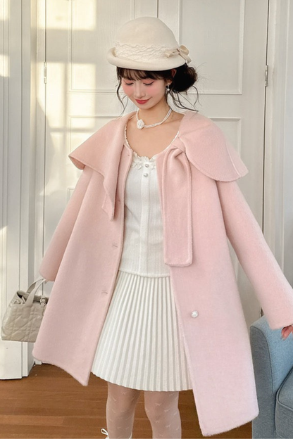 リボンビッグカラーフレアコート