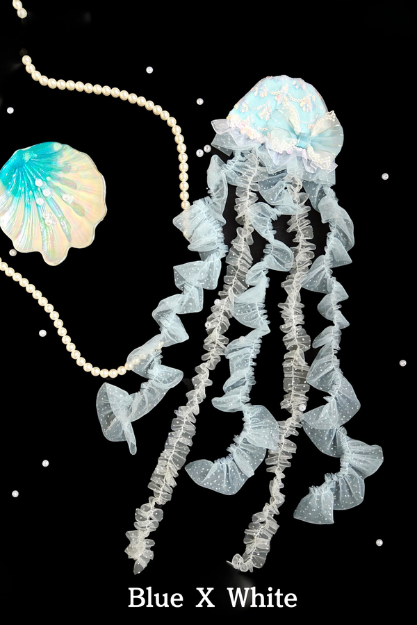 [Pre-order Deadline: August 1] Blue/White/Purple Jellyfish Fairy Series Accessories (Shell-Shaped Long-Train Headdress, Jellyfish Hair Clip, Wrist Cuffs, Beaded Lace Choker, Jellyfish Headpiece/Handheld)