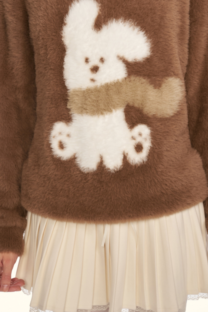 クリームチェスナットココアバニーファーニット