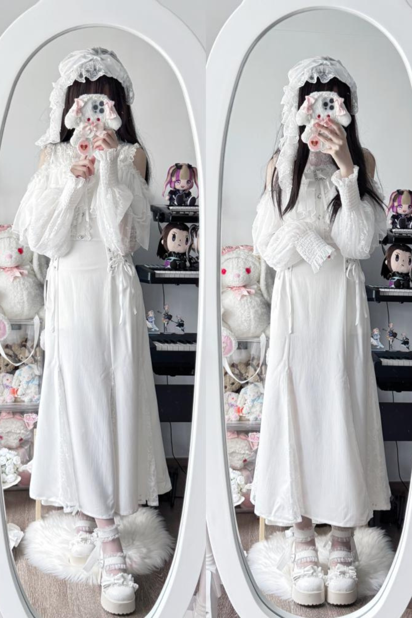 マーメイドロングガーゼスカートドレス