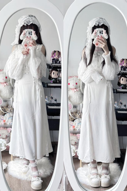 マーメイドロングガーゼスカートドレス