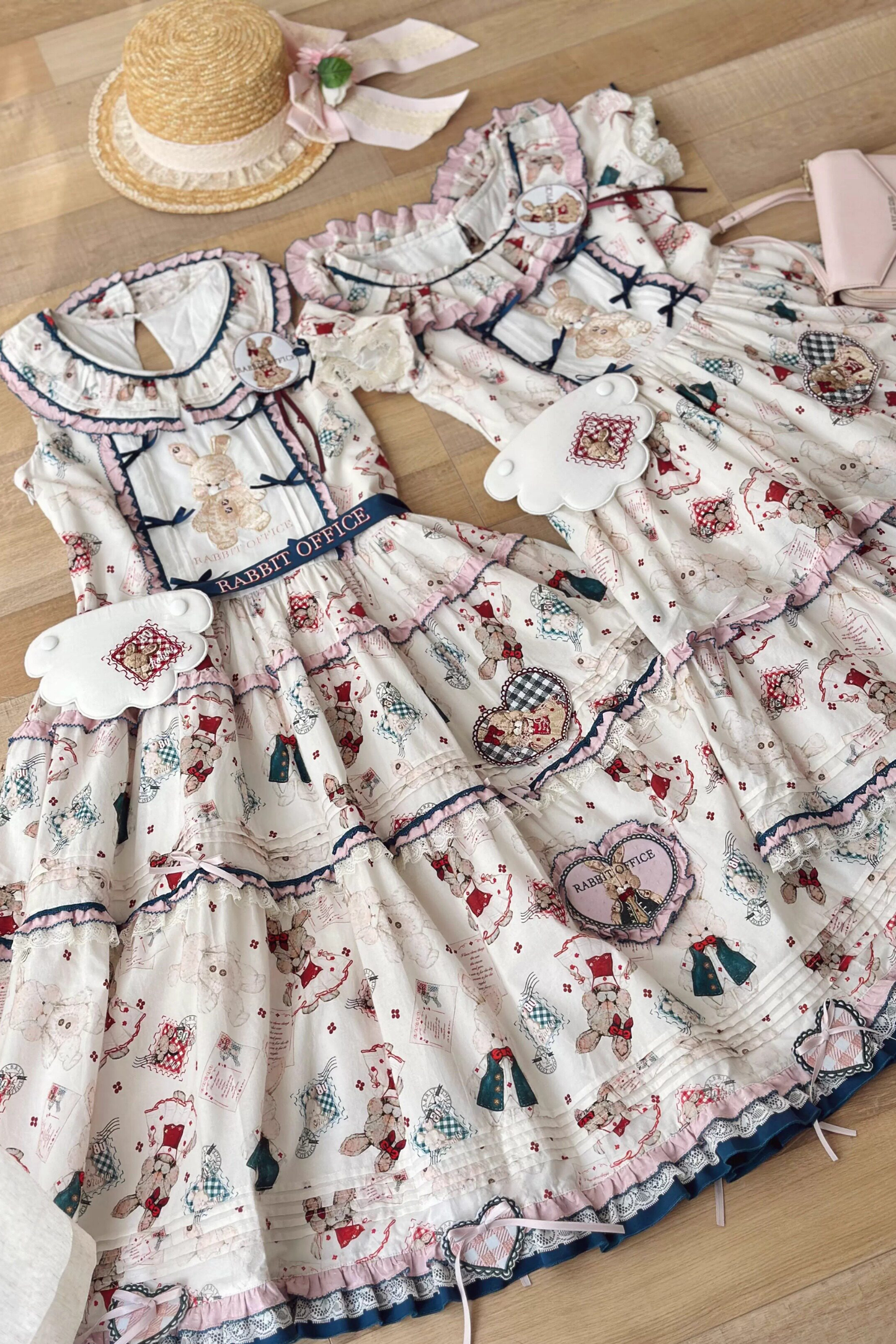 Retro Bear Puff Sleeve Dress + Sleeveless Dress