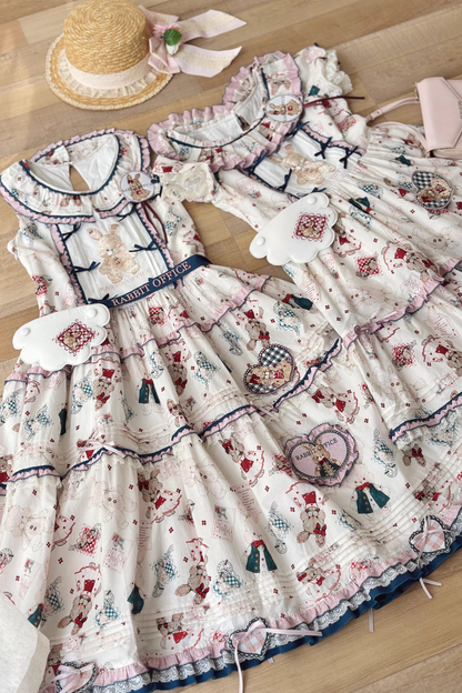 Retro Bear Puff Sleeve Dress + Sleeveless Dress