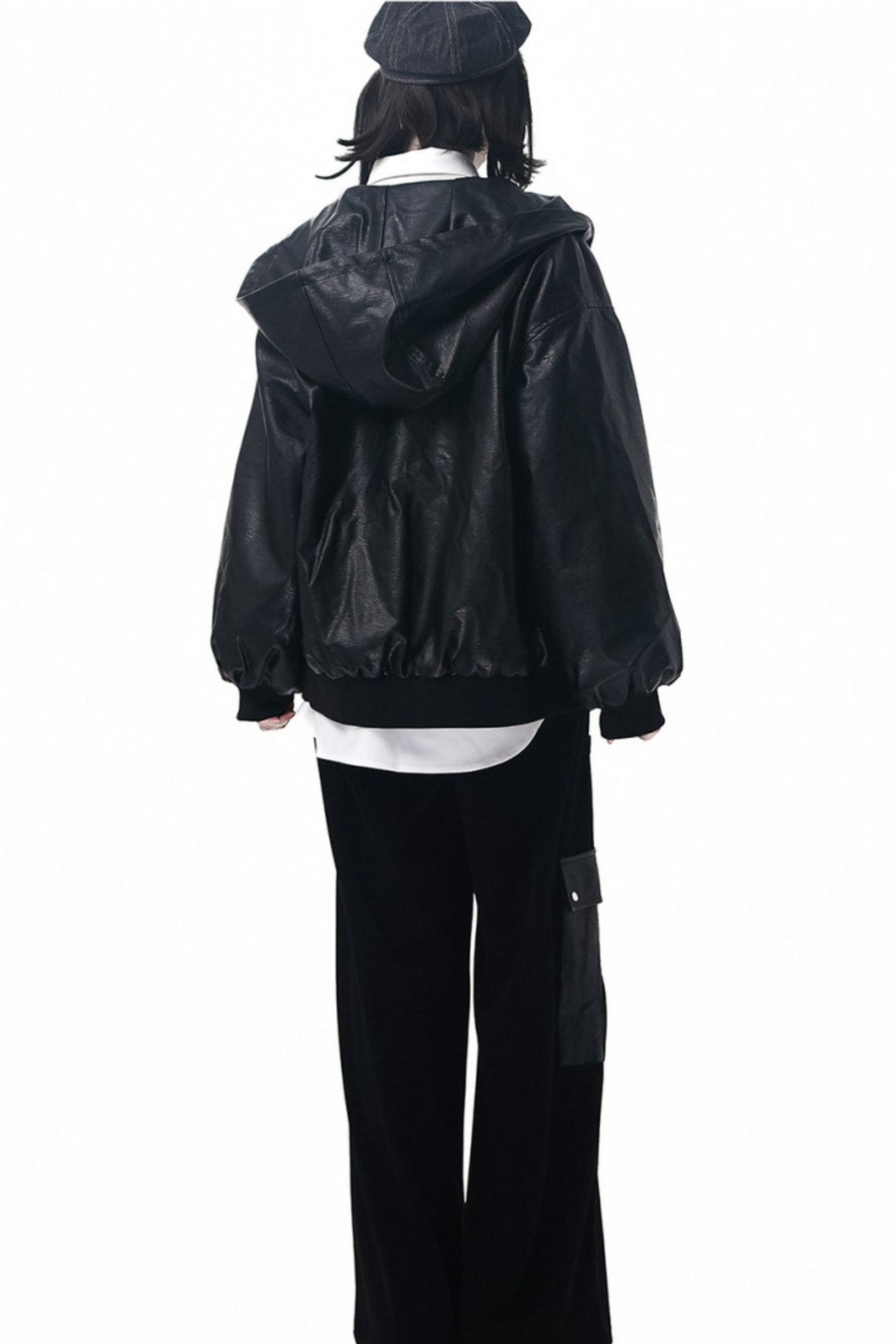 Leather jacket + shirt + long pants + sweatshirt + skirt