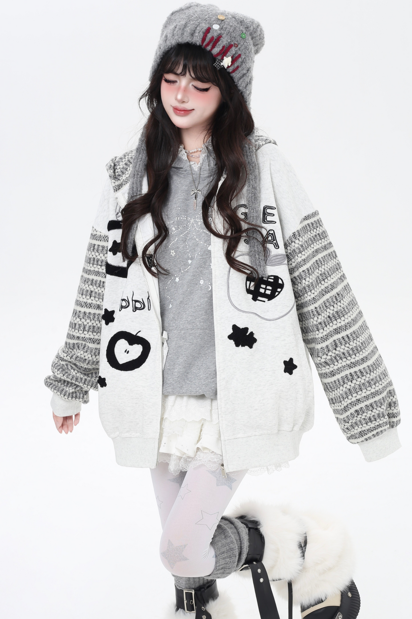 アメリカンボーダーアームルーズフードパーカー