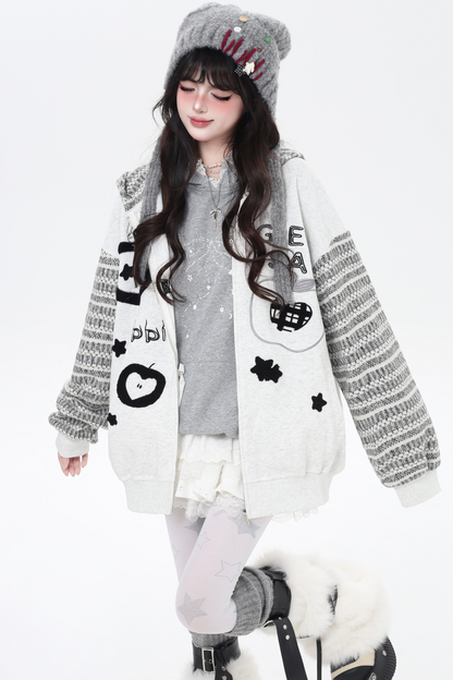 アメリカンボーダーアームルーズフードパーカー