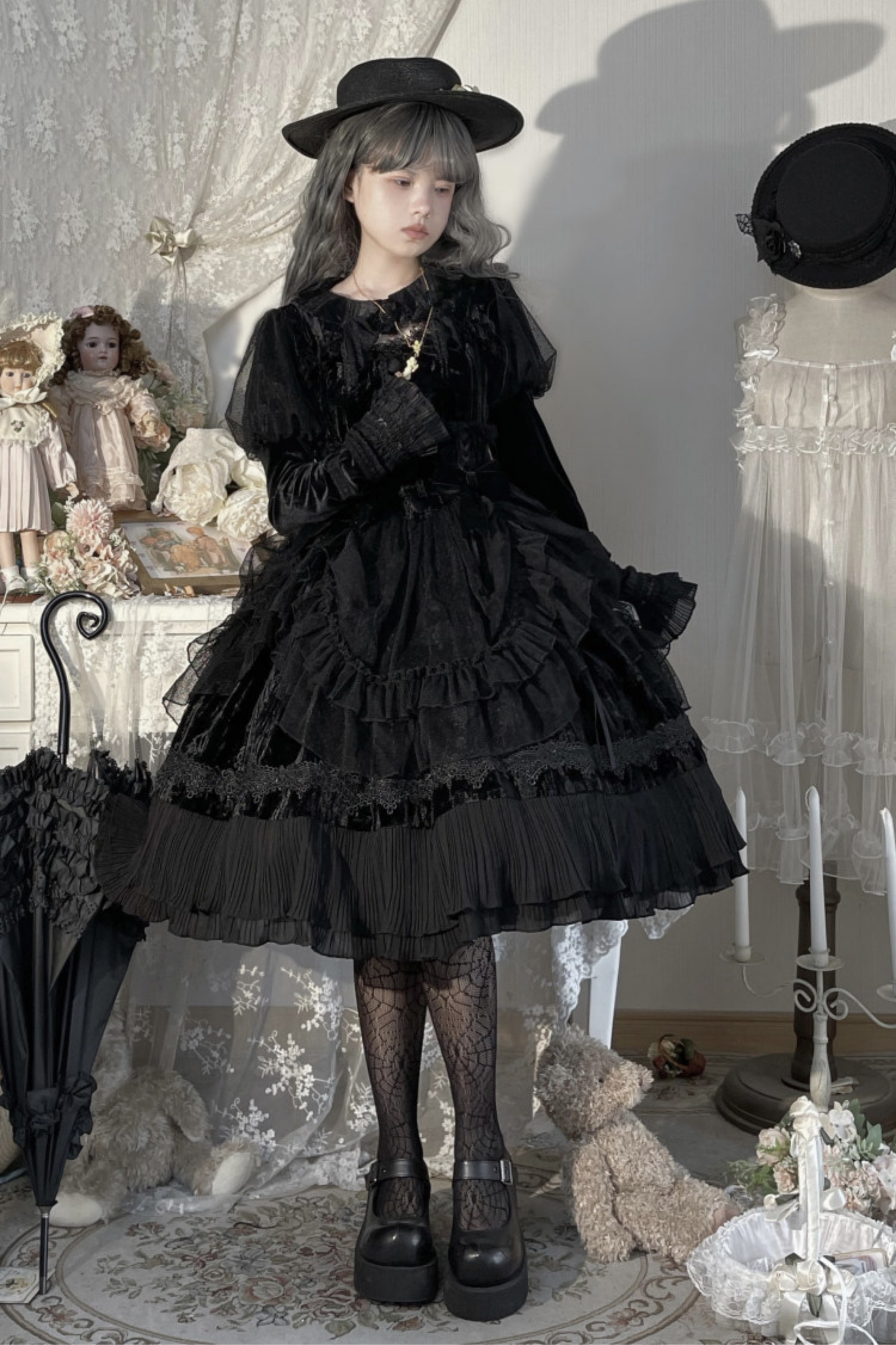 Gothic Chic Doll Lolita Dress + Short Jacket
