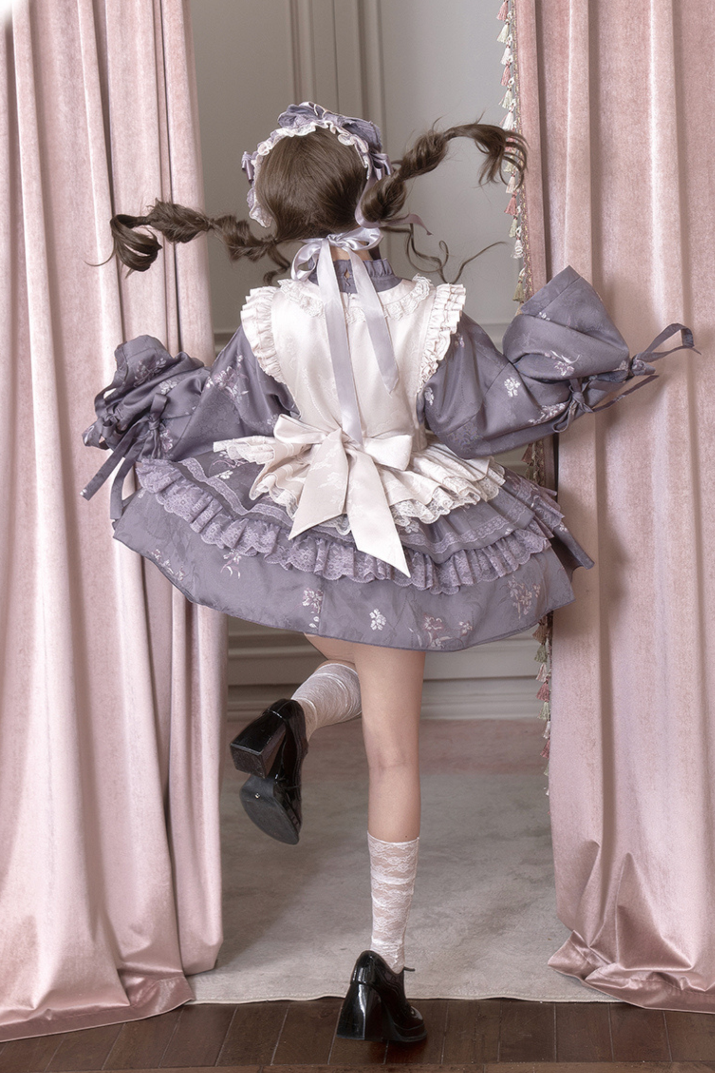 チャイナフリルドレス+ベスト+ヘアバンド