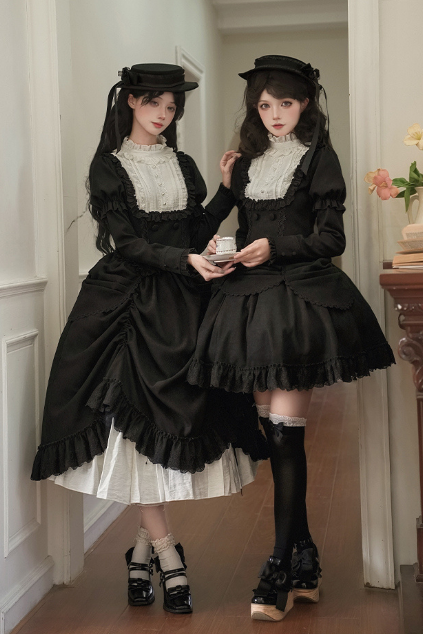 [Reservations] Classical Top + Curtain Skirt + Ribbon Collar + Hat