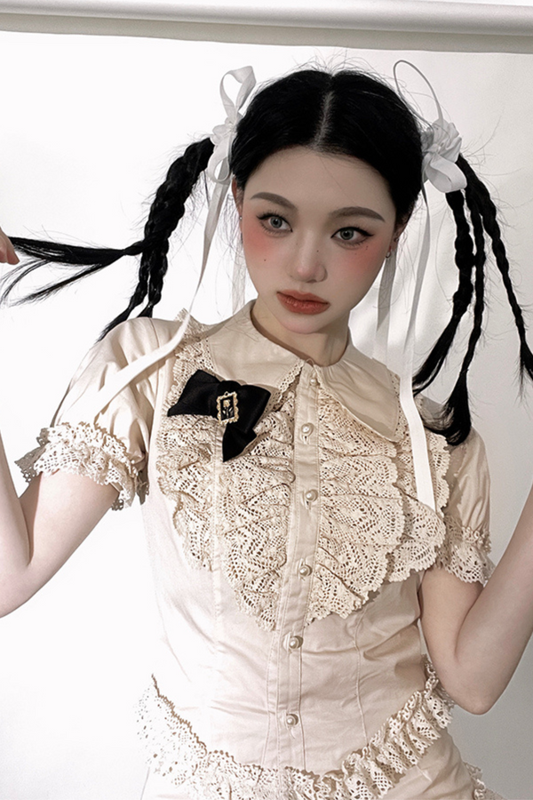 Ruffle Lace Shirt + Cake Skirt