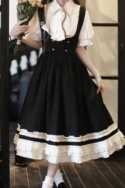 [Reserved Item] Light Low College Style British Retro Vest Skirt + Shirt + Ribbon Tie + Brooch