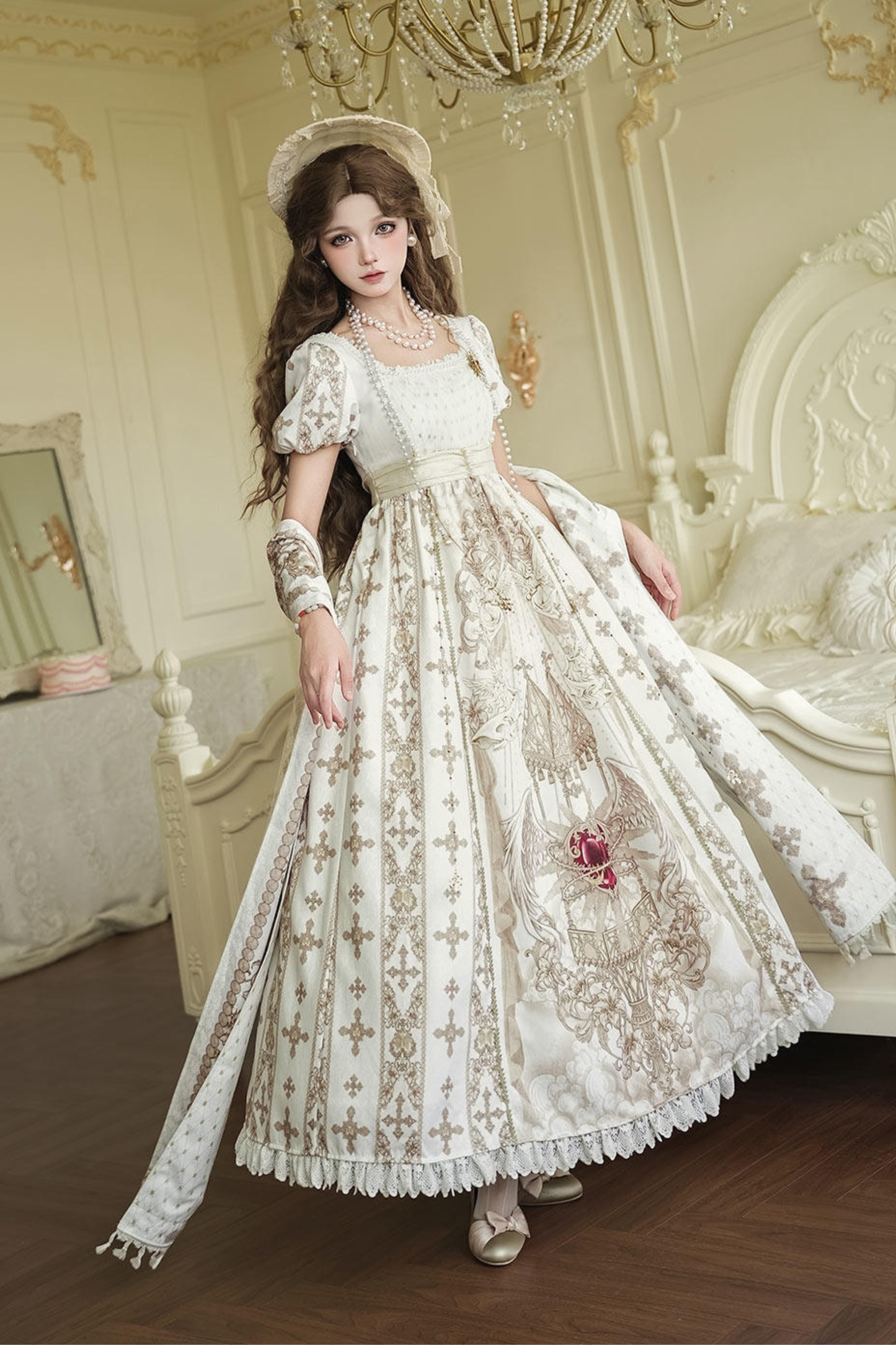 Elegantes Lolita-Kleid + Schal + Halskette