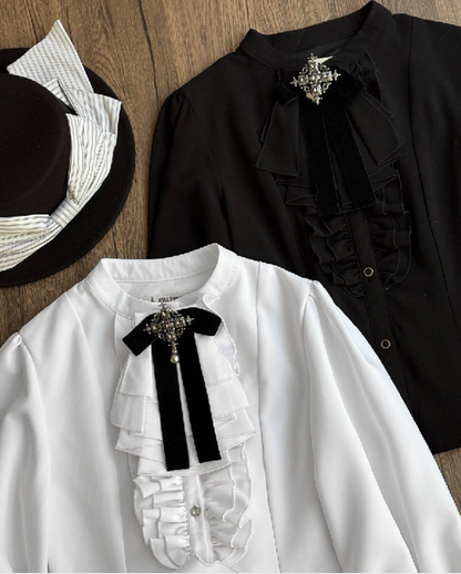 [Reservation Deadline: January 10th] nobles grand mansion 3.0 Series Jewel Stone Brooch Ruffle Bow Tie Accessory