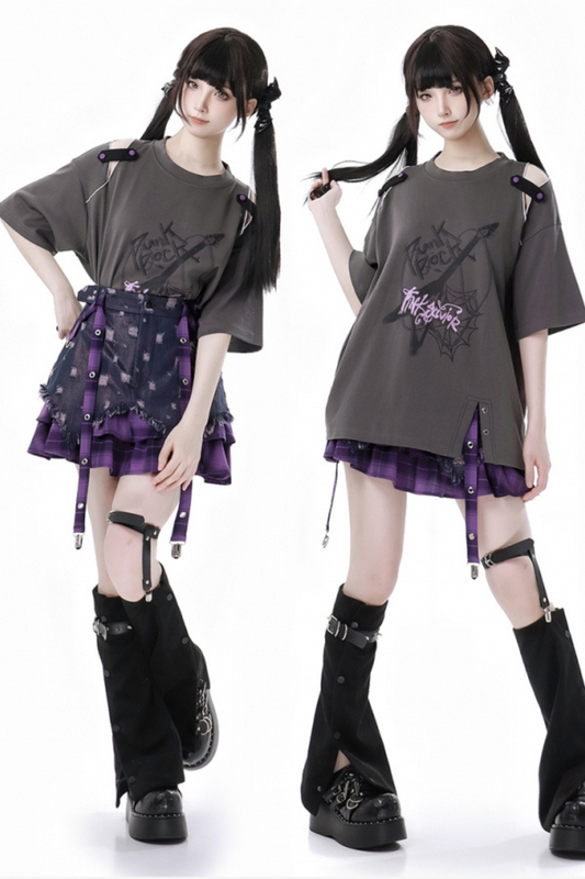 ナイトスケータースカート+ダークトップス