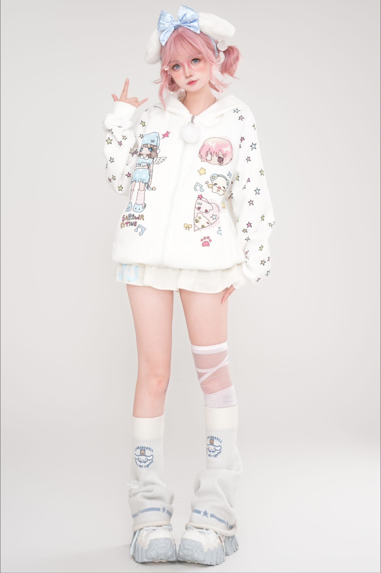 レースアニメフーデッドジャケット