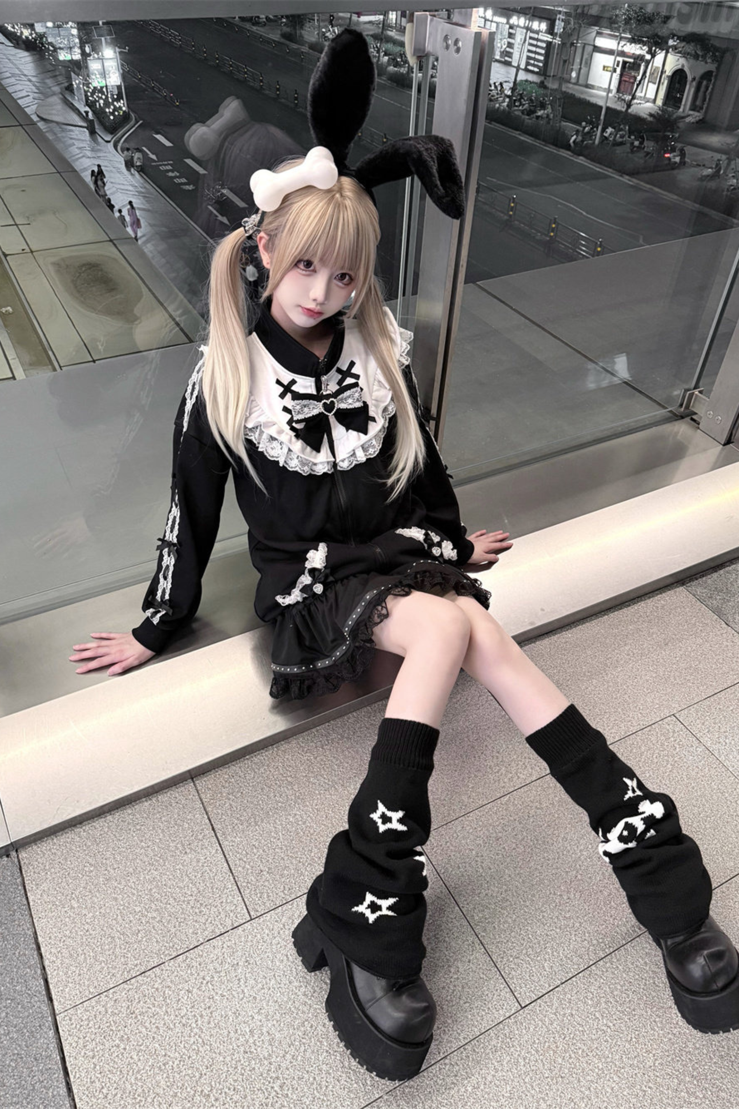 Dark-Puppen-Sweatshirt-Jacke mit Reißverschluss