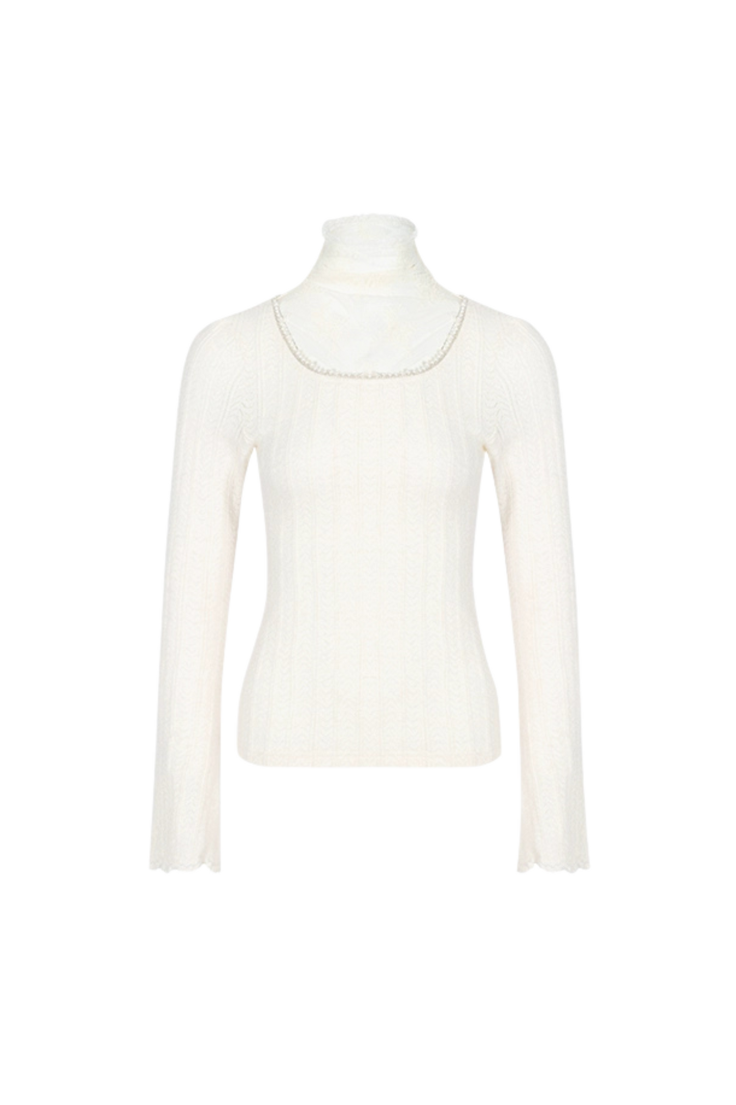 Lace Pile Collar Square Collar Knit Top