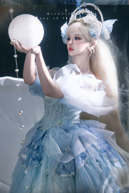 Mermaid Chiffon Lolita Dress + Crown + Headband + Sleeves