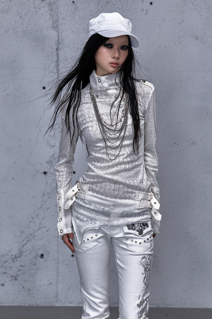 레트로 비대칭 니트 스웨터